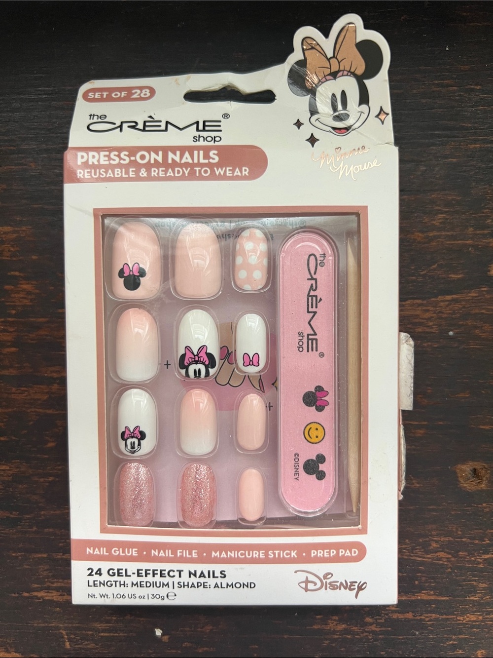 The Crème Shop Disney Minnie Mouse Pink Almond Press-On Nail Set